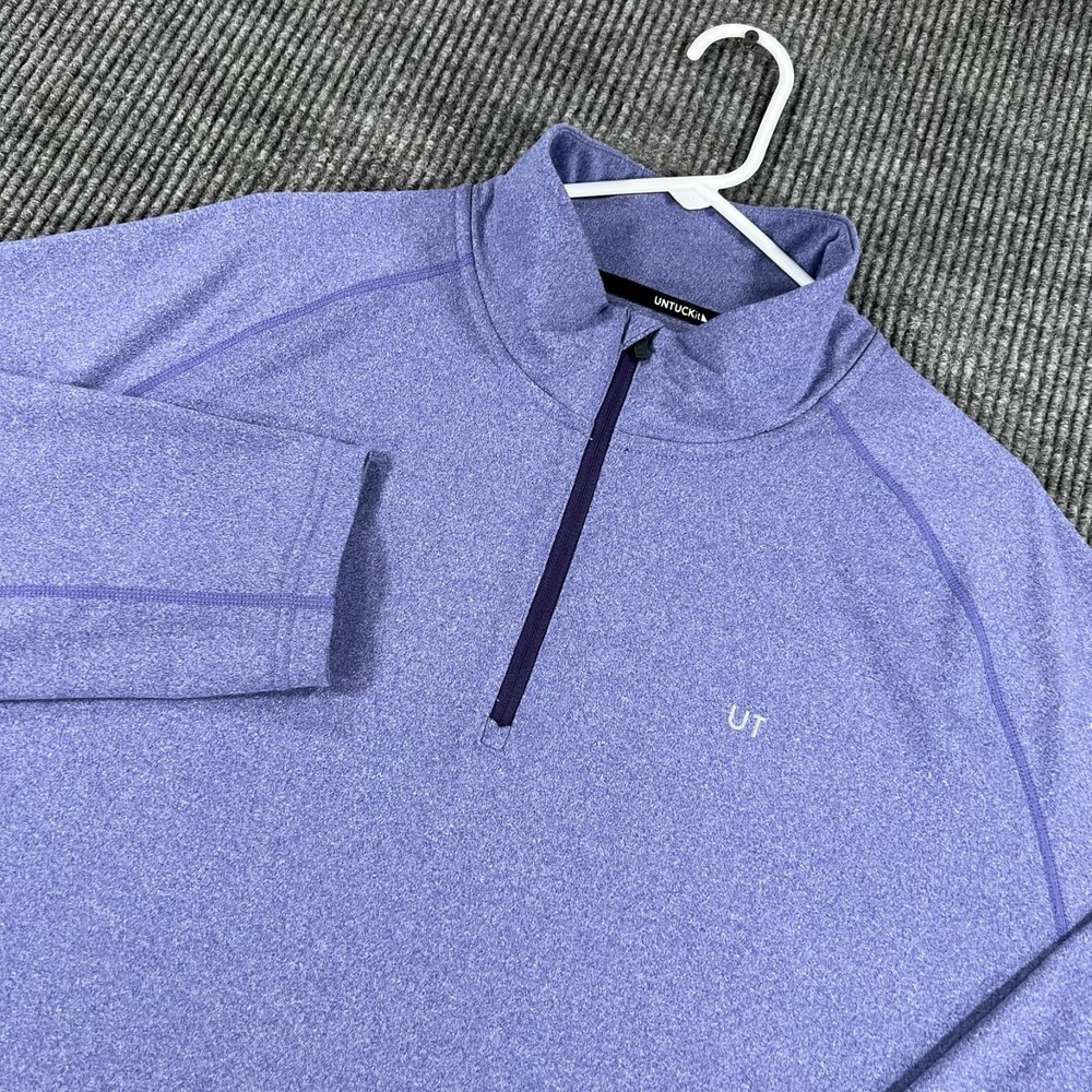 UNTUCKit Performance Pullover Shirt Mens 2XL XXL Blue Long Sleeve 1/4 Zip